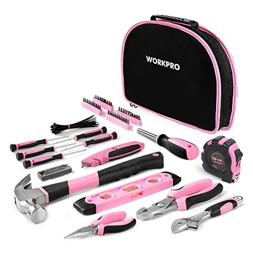 WORKPRO Kit de herramientas rosa rosa de 103 piezas - Bolsa...